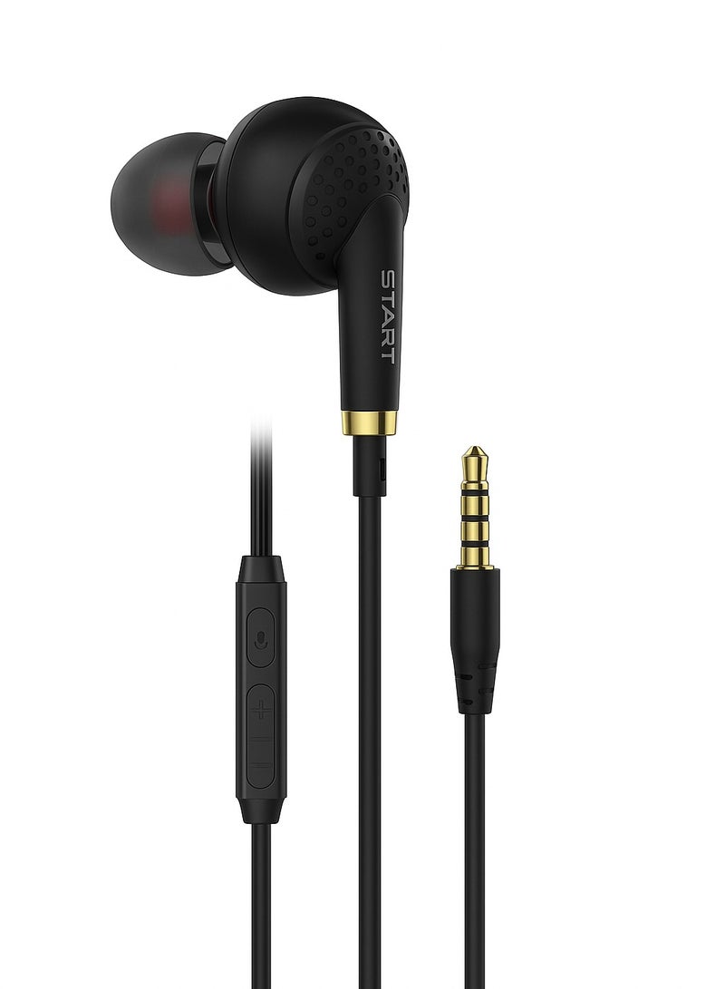 ستارت سماعة ايرفون سلكية START ST-6 بمنفذ 3.5mm – سماعات أذن In-Ear ستيريو بميكروفون وتحكم – بيس قوي HiFi – طول سلك 1.35م - Image 1