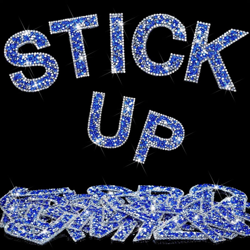 Locacrystal 34Pcs Rhinestone Letter Stickers Bling Glitter Alphabet AZ Letters SelfAdhesive Crystal Word Sticker Iron on Letters for Clothing Art Crafts DIY DecorsSilverBlueWhite224