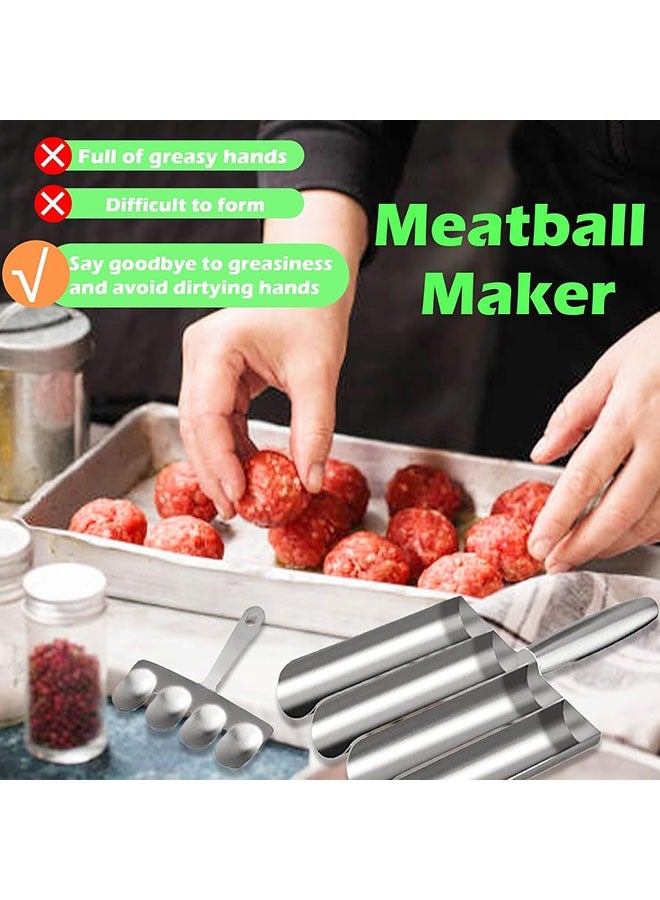 YelaJoy Meatball Maker, 4-in-1 Meatballs Maker Tool, Stainless Steel Meatball Scoop Ball Maker, Meatball Mold for Quick Making Meatballs, Chicken Meatballs - Image 3