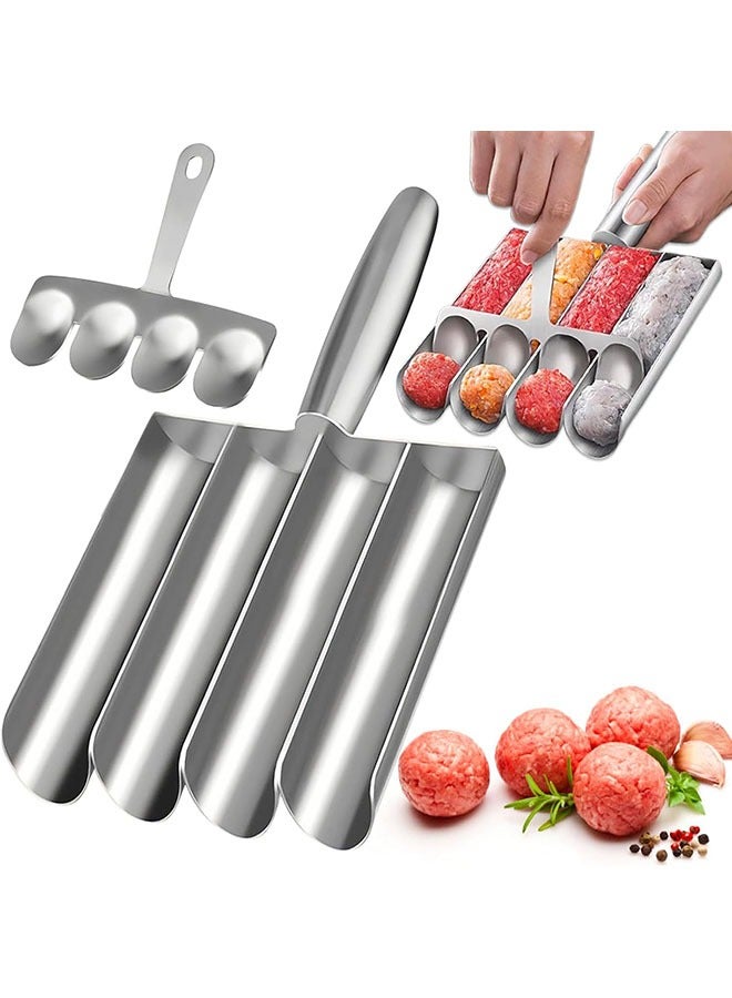 YelaJoy Meatball Maker, 4-in-1 Meatballs Maker Tool, Stainless Steel Meatball Scoop Ball Maker, Meatball Mold for Quick Making Meatballs, Chicken Meatballs - Image 1