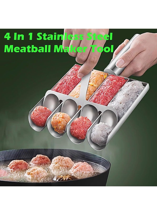 YelaJoy Meatball Maker, 4-in-1 Meatballs Maker Tool, Stainless Steel Meatball Scoop Ball Maker, Meatball Mold for Quick Making Meatballs, Chicken Meatballs - Image 2