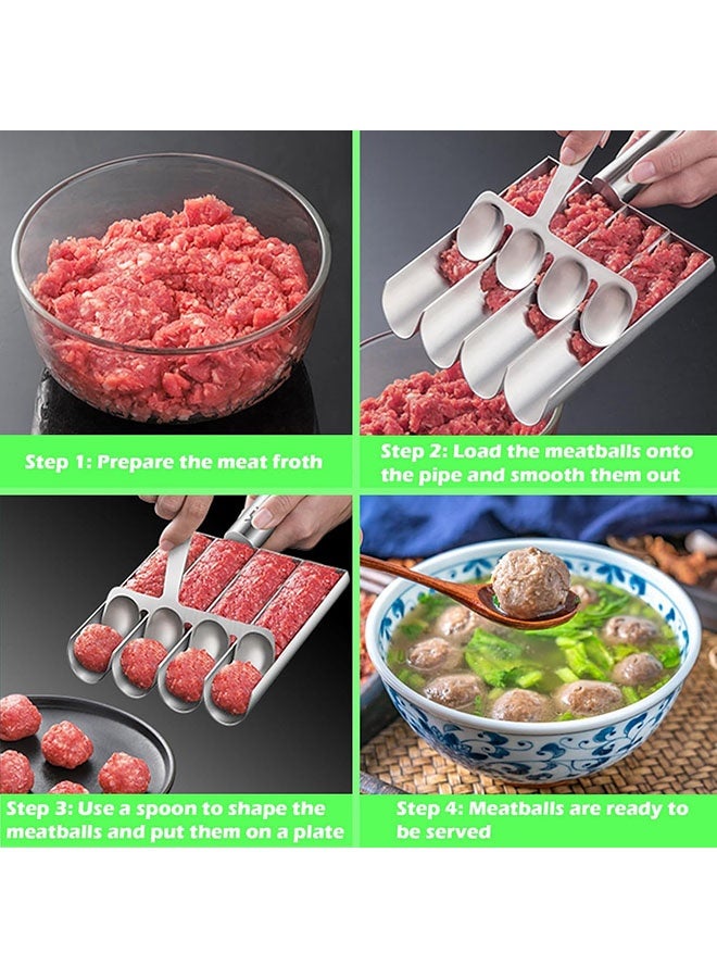 YelaJoy Meatball Maker, 4-in-1 Meatballs Maker Tool, Stainless Steel Meatball Scoop Ball Maker, Meatball Mold for Quick Making Meatballs, Chicken Meatballs - Image 4