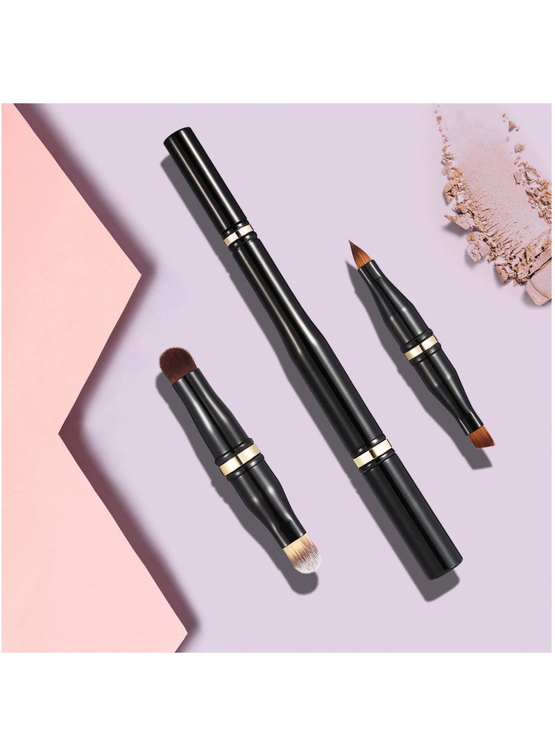 4 in 1 Eye Makeup Brush Set, Portable Travel Lip Brush Eyebrow Liner Brush Detachable Eyeshadow Face Concealing Brush for Eyeshadow Powder Brush, Face Cosmetic Brush for Foundation, Concealer, Powder