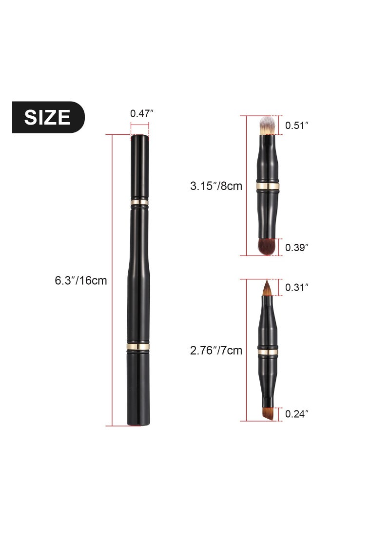 4 in 1 Eye Makeup Brush Set, Portable Travel Lip Brush Eyebrow Liner Brush Detachable Eyeshadow Face Concealing Brush for Eyeshadow Powder Brush, Face Cosmetic Brush for Foundation, Concealer, Powder