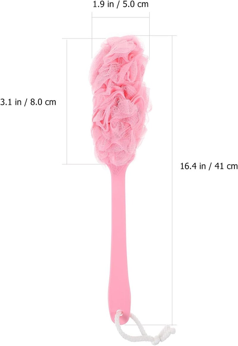 3pcs Large Long Handle Bath Body Brush and Back Scrubber Set, Soft Exfoliating Mesh Bathing Scrubber for Men and Women, Pink, Suitable for Daily Shower and Skin Massage - Image 2