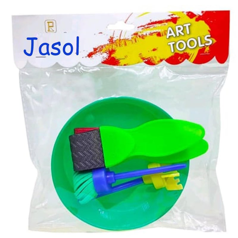 Jasol Paint Sponges for Kids, Kids Paint Brushes Set, Washable Sponge Painting Brushes Paint Kits - Kids Paint Sponges Sponge Paint Tools with 1 Bowl, 2 Straight Brush 2, Round Spinning Brush for Painting - Image 2