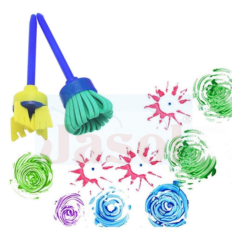 Jasol Paint Sponges for Kids, Kids Paint Brushes Set, Washable Sponge Painting Brushes Paint Kits - Kids Paint Sponges Sponge Paint Tools with 1 Bowl, 2 Straight Brush 2, Round Spinning Brush for Painting - Image 3
