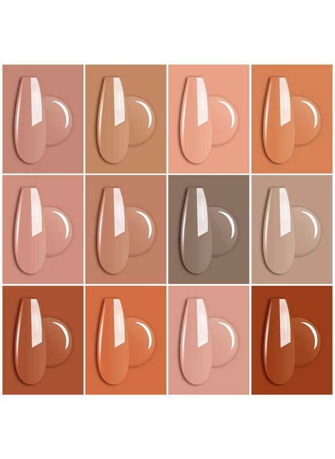 AIMEILI Soak Off U V Led Nude Brown Gel Nail Polish Color Nudes Neutral Color Gel Kit For Halloween Nail Art Gifts For Women Mother Gift Set Of 12Pcs X 8Ml Kit Set 1  - Image 2