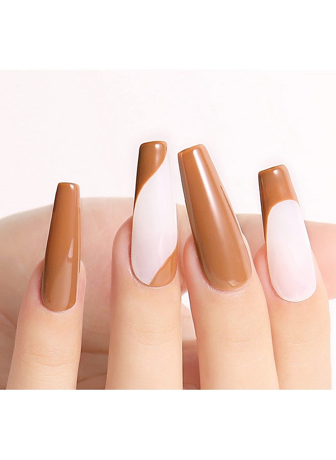 AIMEILI Soak Off U V Led Nude Brown Gel Nail Polish Color Nudes Neutral Color Gel Kit For Halloween Nail Art Gifts For Women Mother Gift Set Of 12Pcs X 8Ml Kit Set 1  - Image 3