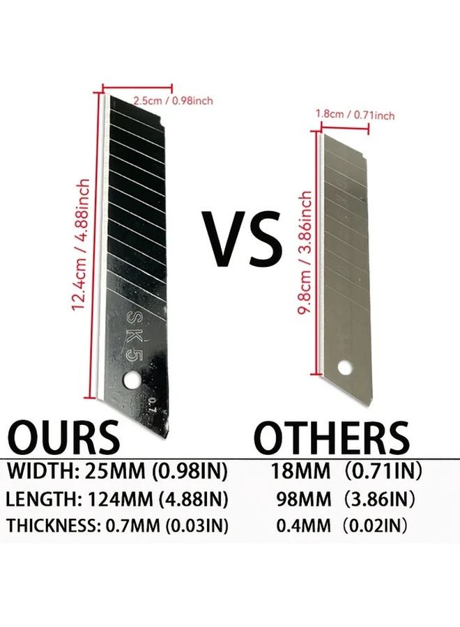 20 Pcs 25mm Heavy Duty Utility Knife Blades High Carbon Steel Replacement Parts - Image 3