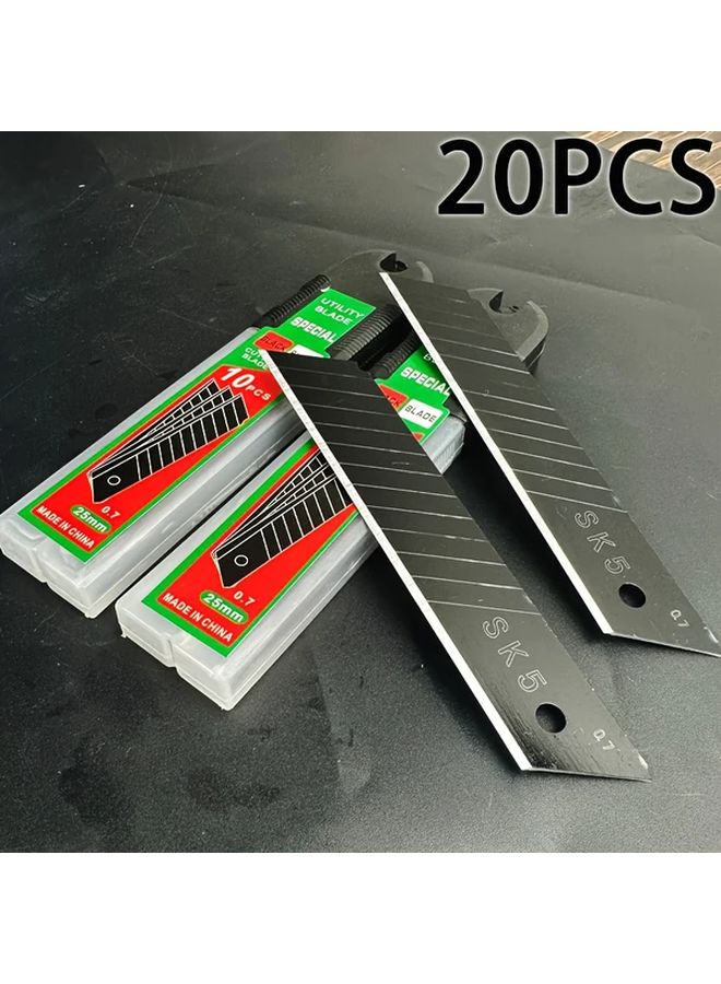 20 Pcs 25mm Heavy Duty Utility Knife Blades High Carbon Steel Replacement Parts - Image 1