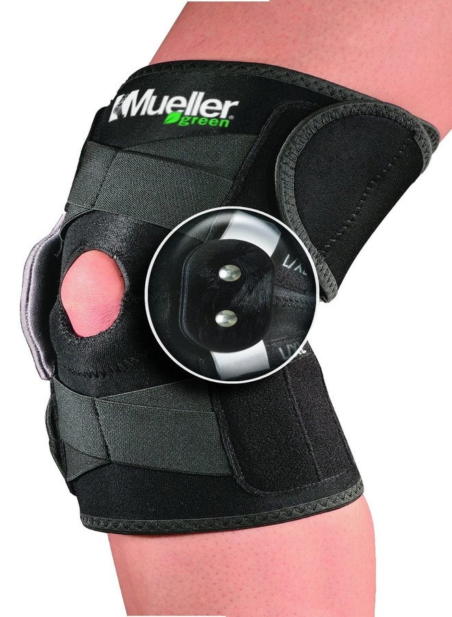 Mueller Adjustable Hinged Knee Brace, One Size, Black/Green - Image 2