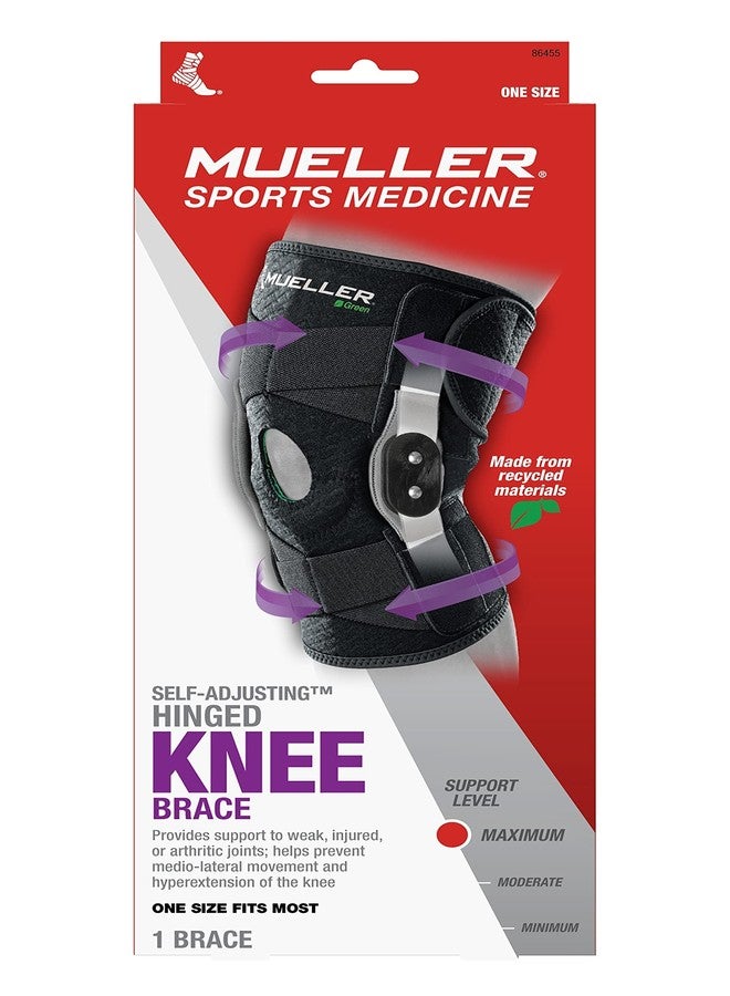 Mueller Adjustable Hinged Knee Brace, One Size, Black/Green - Image 4