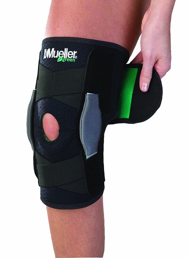 Mueller Adjustable Hinged Knee Brace, One Size, Black/Green - Image 1
