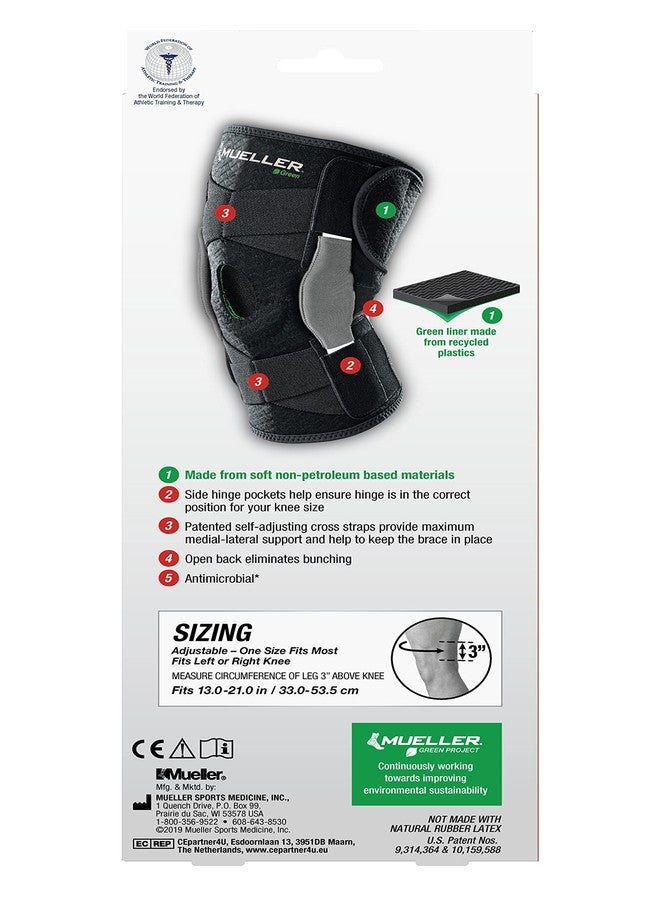 Mueller Adjustable Hinged Knee Brace, One Size, Black/Green - Image 5