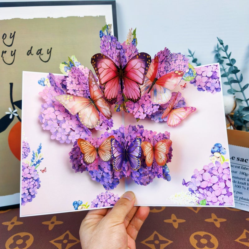 Christmas Greeting Card Ins Style Butterfly Dance Sunflower High-End 3D New Style Chinese Valentine'S Day Pop-Up Card Creative Handmade - Image 1