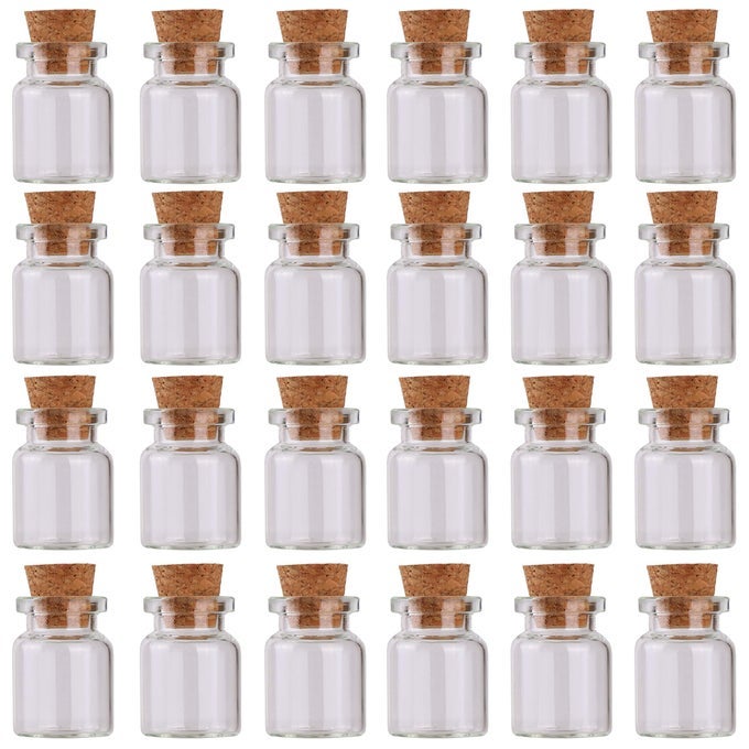 MaxMau 24pcs Mini Glass Bottles with Cork Stoppers 5ml DIY Art Crafts Storage ContainerTiny Glass Vials Cork for Wedding DecorationSmall Glass Corks Jars Party Favor
