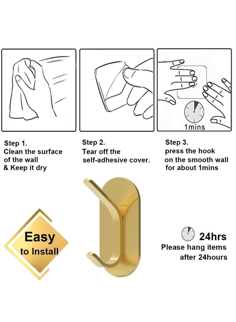 Adhesive Hooks Stick On Hooks Stainless Steel Waterproof Wall Hangers Heavy Duty Hooks for Hanging Coat 4 Packs - Image 5