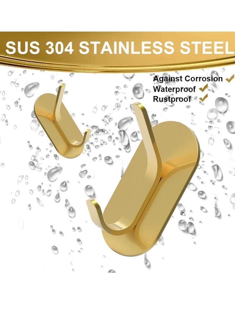 Adhesive Hooks Stick On Hooks Stainless Steel Waterproof Wall Hangers Heavy Duty Hooks for Hanging Coat 4 Packs - Image 2