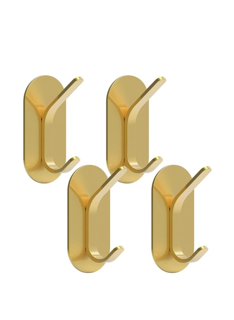 Adhesive Hooks Stick On Hooks Stainless Steel Waterproof Wall Hangers Heavy Duty Hooks for Hanging Coat 4 Packs - Image 1