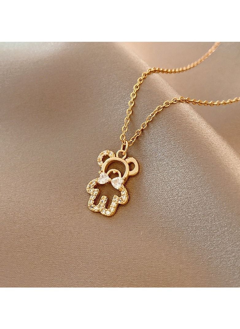 Satinior - Zircon Bear Titanium Steel Necklace - Image 1