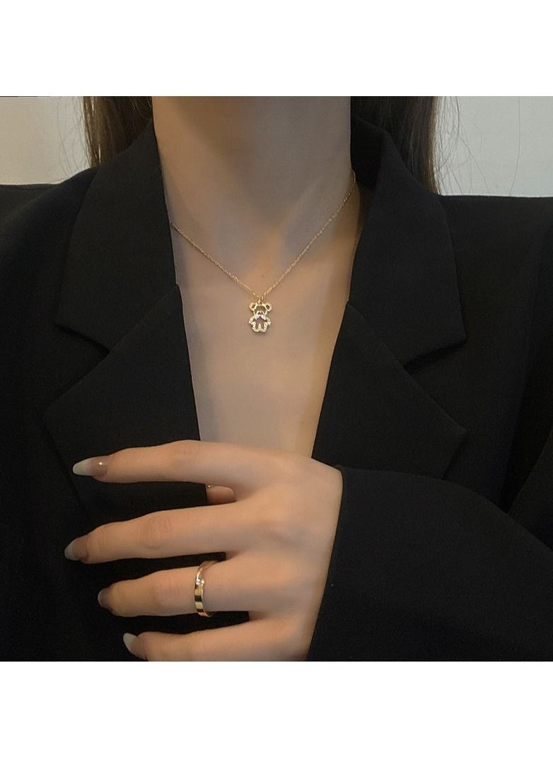 Satinior - Zircon Bear Titanium Steel Necklace - Image 1