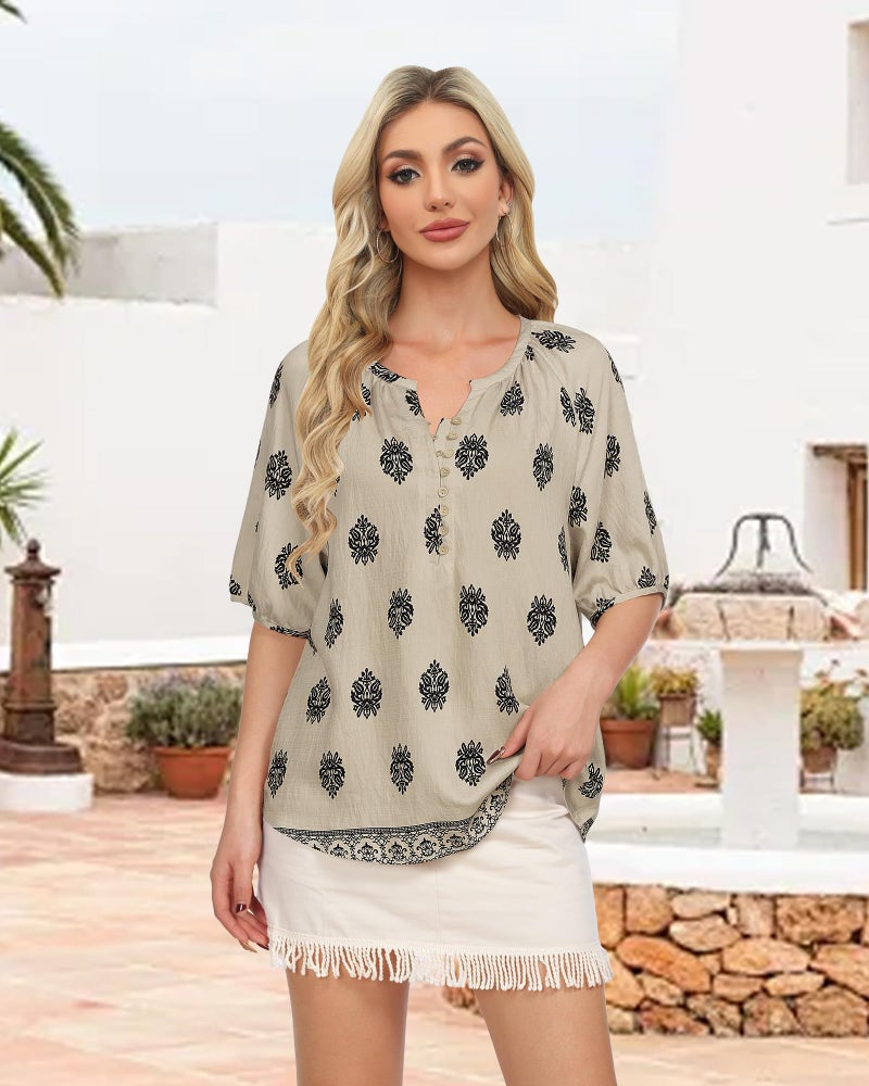 Unixseque Short Sleeve Shirts for Women: Dressy Casual Button Down Floral Tops - Vacation Outfits for Women 2025 - Summer Outfits Hawaiian Shirts Blouses Plus Size - Image 3