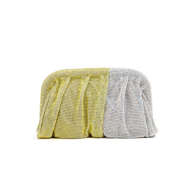 Rhinestone Cloud Bag 2024 Pleated Women'S Bag Texture High-End Cosmetic Bag Niche Messenger Bag - Image 1