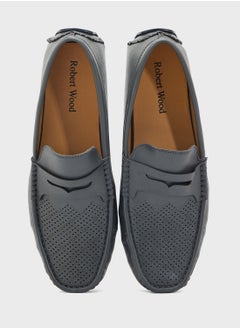 Robert Wood Perforation Detail Casual Loafers  - Image 4