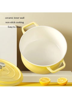 Arabest 4.75L Multifunctional Enamel Pot, Thickened Stew Pot, Family Kitchen Multifunctional Non-Stick Twin Ear Stock Pot, Yellow  - Image 4