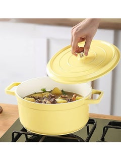 Arabest 4.75L Multifunctional Enamel Pot, Thickened Stew Pot, Family Kitchen Multifunctional Non-Stick Twin Ear Stock Pot, Yellow  - Image 3