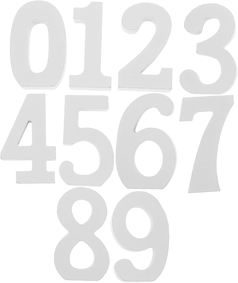 10 Pcs White Wooden Number Decor For Birthday Wedding Photography Table Props - Image 1