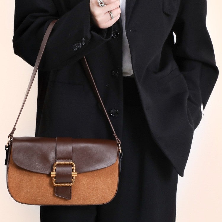 Niche Matte Patchwork Underarm Bag For Women, High-End, Elegant, Casual, Color-Blocked Shoulder Bag, Fashionable Commuter Small Square Bag - Image 3