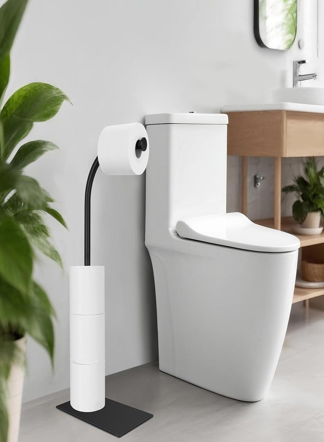 LFSEMINI Toilet Paper Holder Stand, Free Standing Toilet Paper Holder with Weighted Base, for Bathroom Storage Holds Reserve Rolls - Image 2