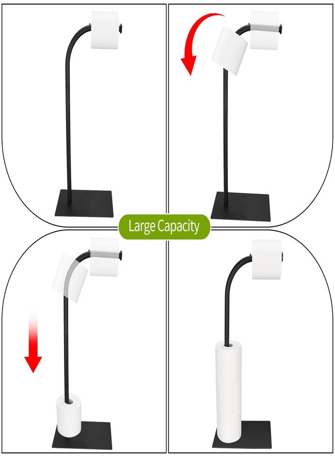 LFSEMINI Toilet Paper Holder Stand, Free Standing Toilet Paper Holder with Weighted Base, for Bathroom Storage Holds Reserve Rolls - Image 3