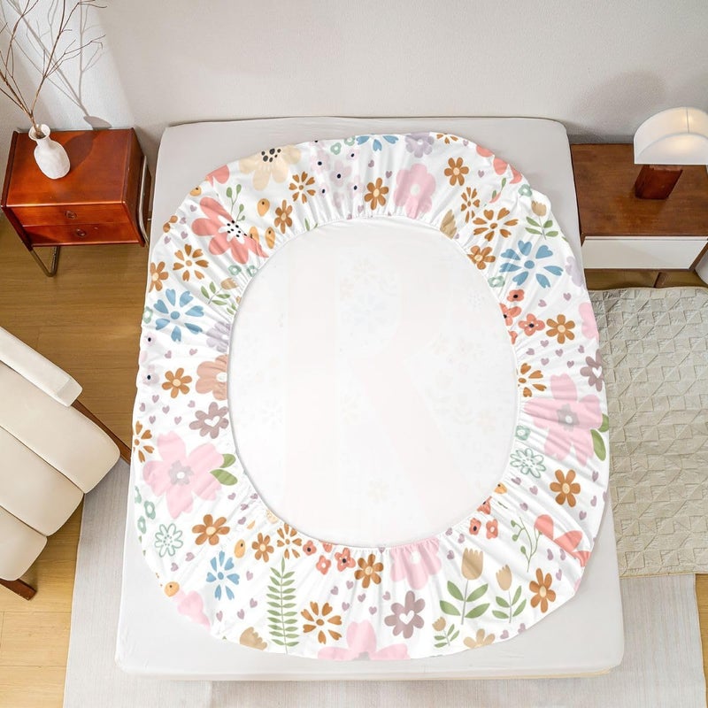 Erosebridal Initial R Letter Fitted Sheet Full Size for Kids Boys Girls,Cute Pink Flowers Bed Sheets,Farmhouse Floral Bed Set,Wildflower Bedding Set with 2 Pillowcases Luxury Soft,no Flat Sheet - Image 2