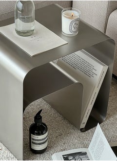 Merry Moments Minimalist Stainless Steel Bedside Table Bedside Table Coffee Table Cafe Table Sofa Side Table End Table Snack Table Fashion Design for Living Room Bedroom Office Retail Metal H45xD35xW45 cm  - Image 2