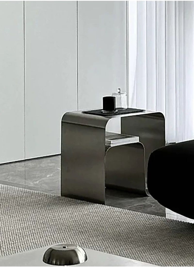 Merry Moments Minimalist Stainless Steel Bedside Table Bedside Table Coffee Table Cafe Table Sofa Side Table End Table Snack Table Fashion Design for Living Room Bedroom Office Retail Metal H45xD35xW45 cm  - Image 3