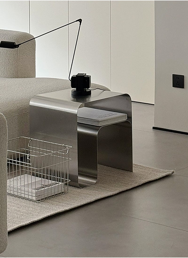Merry Moments Minimalist Stainless Steel Bedside Table Bedside Table Coffee Table Cafe Table Sofa Side Table End Table Snack Table Fashion Design for Living Room Bedroom Office Retail Metal H45xD35xW45 cm  - Image 4
