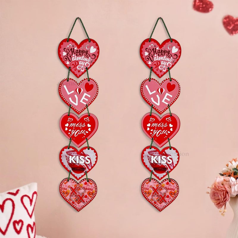 Ascension Happy Valentine's Day Door Sign Heart Kiss Love Hanging Ornaments for Home Decor Valentines Day Party Wedding Valentines Day Décor Wall Hanging Valentine's Day Gifts (Pack of 2) - Image 1