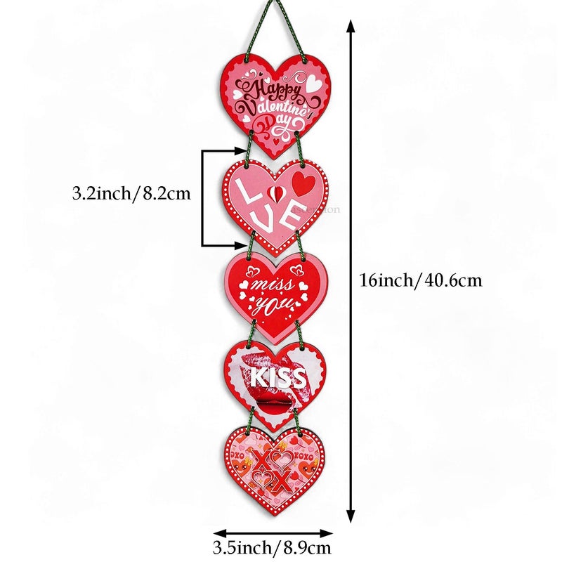 Ascension Happy Valentine's Day Door Sign Heart Kiss Love Hanging Ornaments for Home Decor Valentines Day Party Wedding Valentines Day Décor Wall Hanging Valentine's Day Gifts (Pack of 2) - Image 4