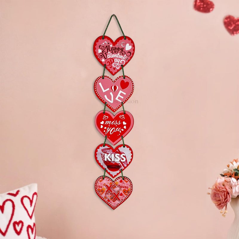 Ascension Happy Valentine's Day Door Sign Heart Kiss Love Hanging Ornaments for Home Decor Valentines Day Party Wedding Valentines Day Décor Wall Hanging Valentine's Day Gifts (Pack of 2) - Image 3