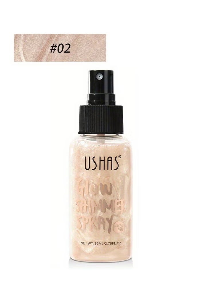 يوشاس Glow Shimmer Spray - Shimmer سائل زيت الجسم سهل الدفع بعيدا عن الرطوبة الطبيعية براقة الوجه الإضاءة Glow Pearl Highlighter Illuminator Shine Contouring المكياج للوجه والجسم #02 - Image 2