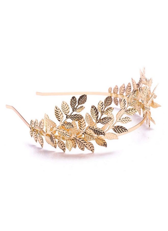 Chargances - Bridal Gold Leaf Crown Headband Bridal Tiara Gold Leaf Headpiece For Wedding Prom Festival Bridesmaid Hair Accessoriecs(Gold) - Image 1