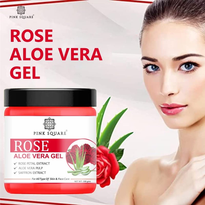 Pink Square Rose Aloe Vera Face Gel For Daily use of Skincare Reduce Dark Spots  Acne Free Skin Pack of 4 of 100 Grams400 Grams - Image 2