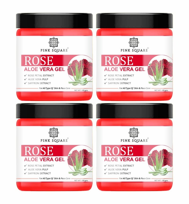Pink Square Rose Aloe Vera Face Gel For Daily use of Skincare Reduce Dark Spots  Acne Free Skin Pack of 4 of 100 Grams400 Grams - Image 1