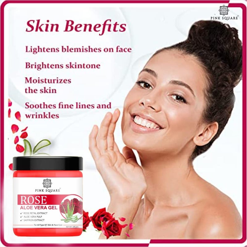 Pink Square Rose Aloe Vera Face Gel For Daily use of Skincare Reduce Dark Spots  Acne Free Skin Pack of 4 of 100 Grams400 Grams - Image 5