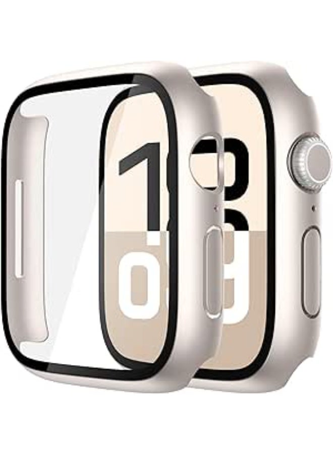 Apple Watch Screen Protector, Hard PC Case with Tempered Glass Screen Protector, Slim Cover for Apple Watch Series 11 2025 - star light/46mm