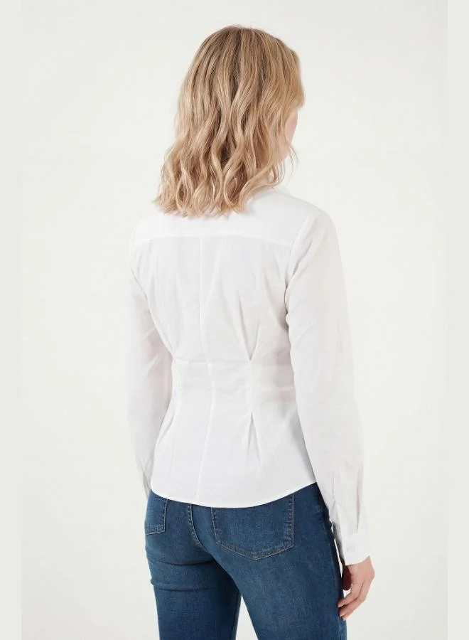 Lela  Lela Waist-Cut Pleated Cotton Blend Fitted Shirt Women's SHIRT 6778275 for Women | Best Price UAE