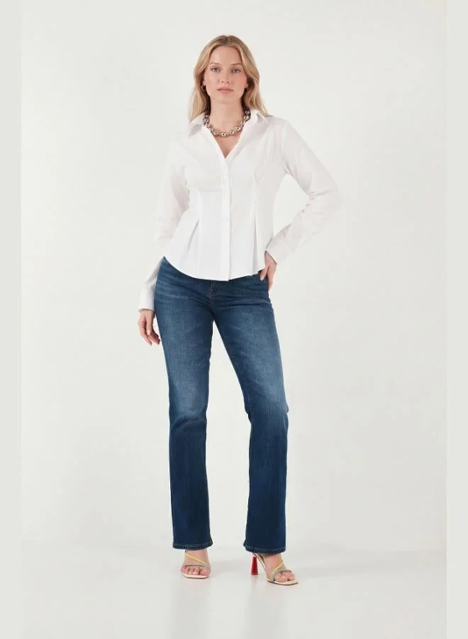 Lela  Lela Waist-Cut Pleated Cotton Blend Fitted Shirt Women's SHIRT 6778275 for Women | Best Price UAE